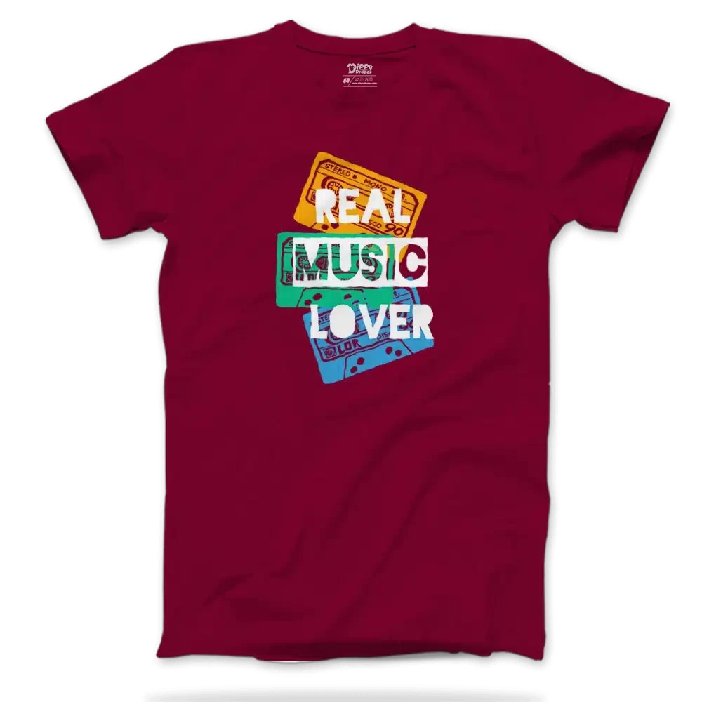 Dippy Drapes Half Sleeves Maroon T-Shirt - Real Music Lover